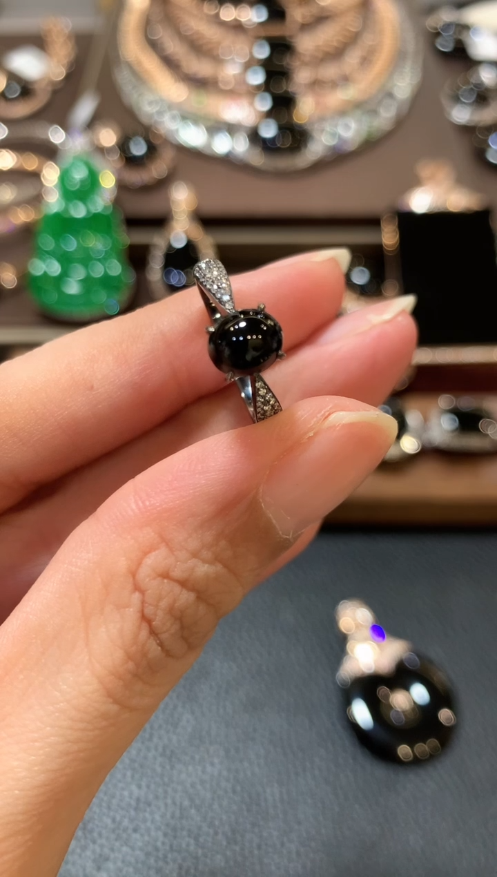 18K金镶嵌戒指翡翠m220  多样性一件发货