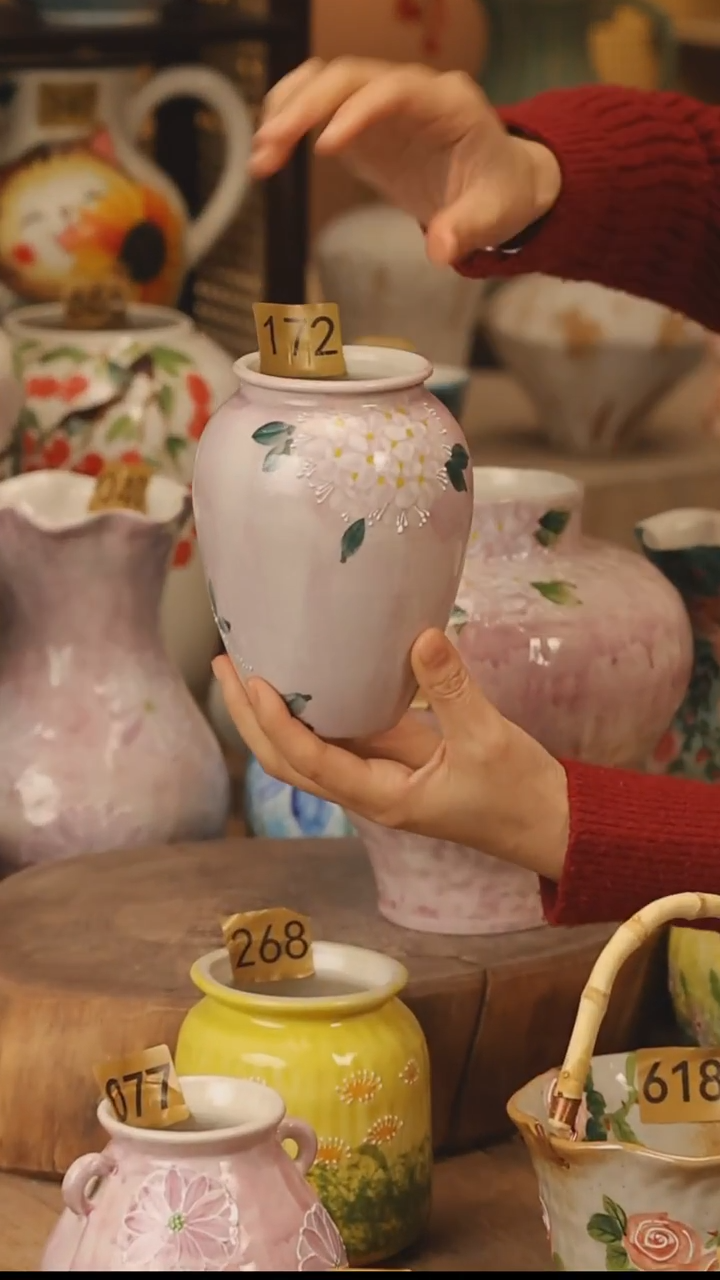 陶瓷景德镇设计师手作花器摆件侘寂风@M172@