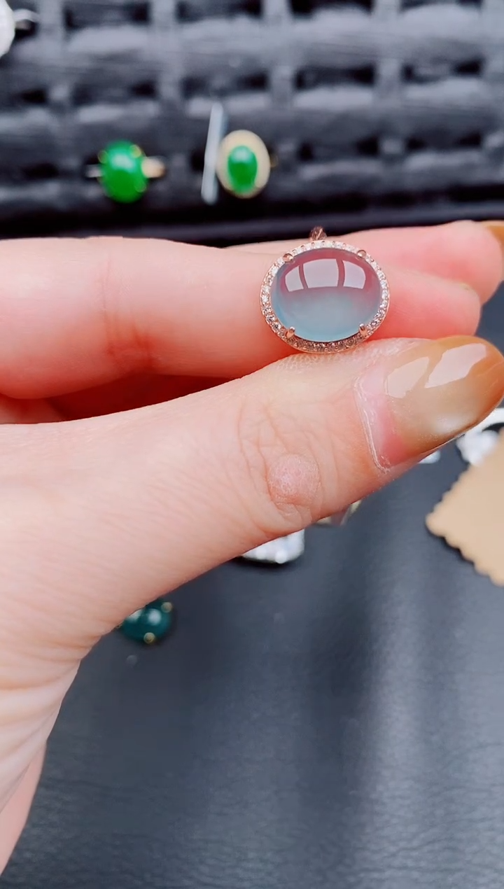 【闪购商品】翡翠戒指银S925镶嵌天然a货翡翠504