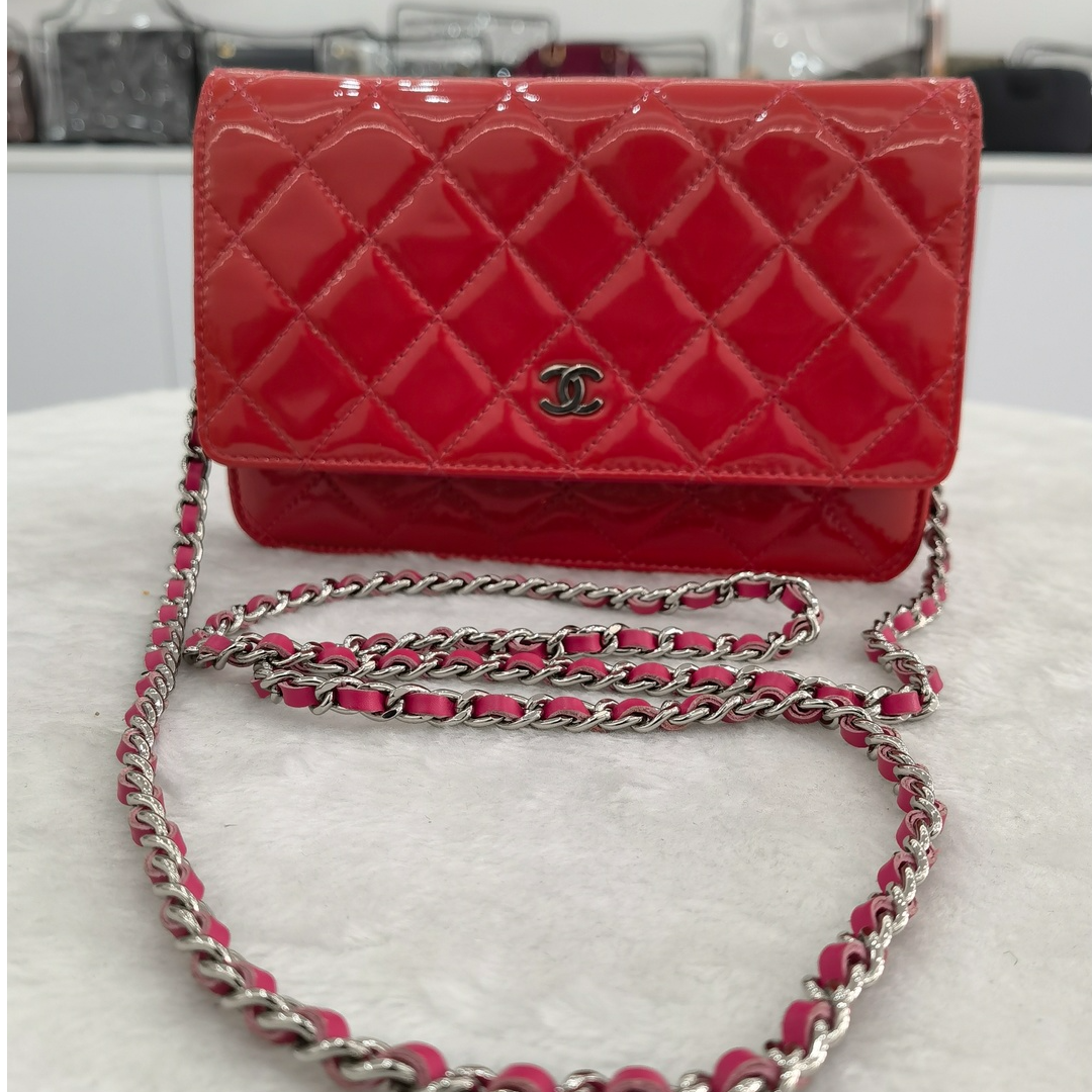 95新 Chanel/香奈儿 19开漆皮woc发财包单肩女包13802703二奢