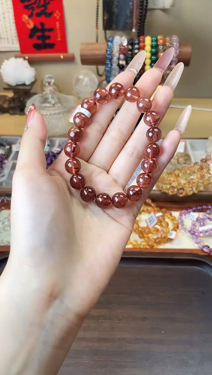 【闪购商品】水晶手串未镶嵌10.5mm红兔毛