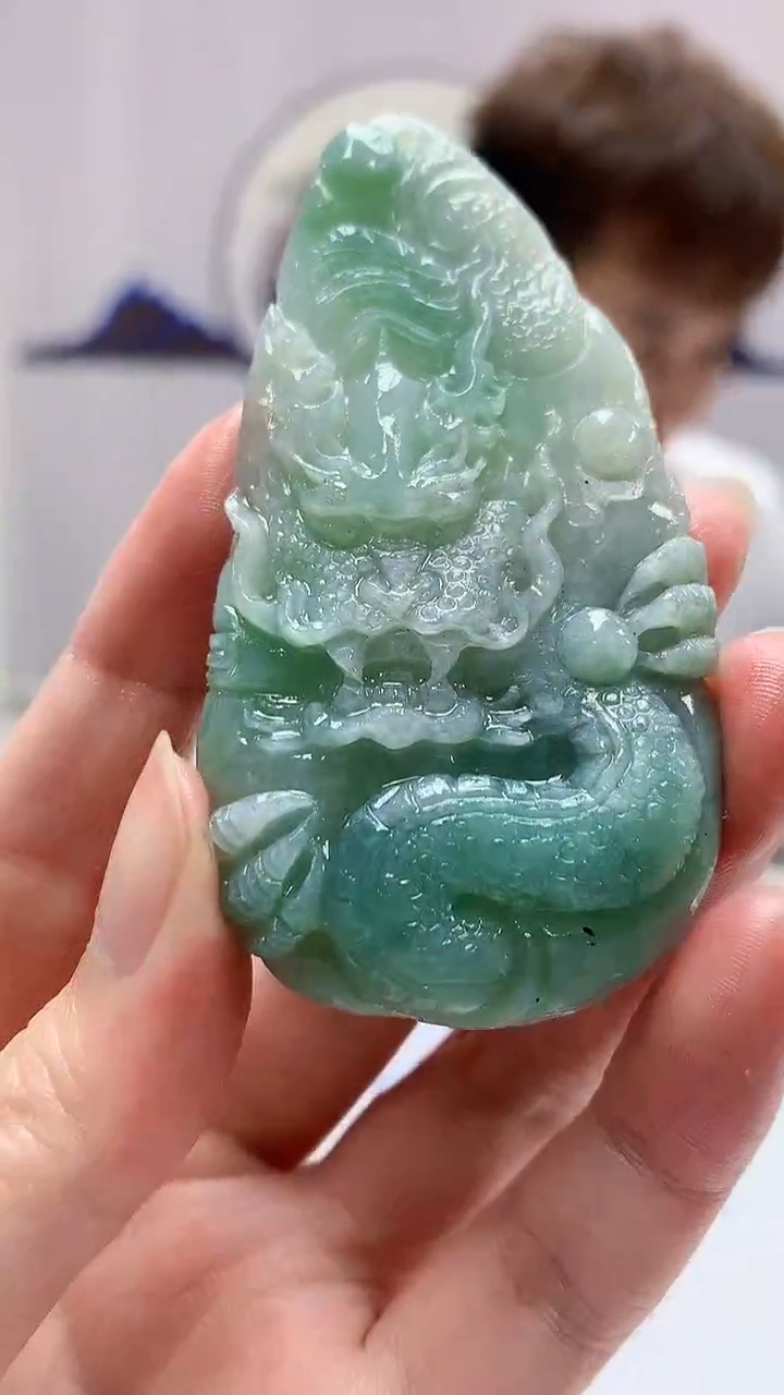 【闪购商品】定制翡翠未镶嵌4868zm-毛货挂件47龙牌