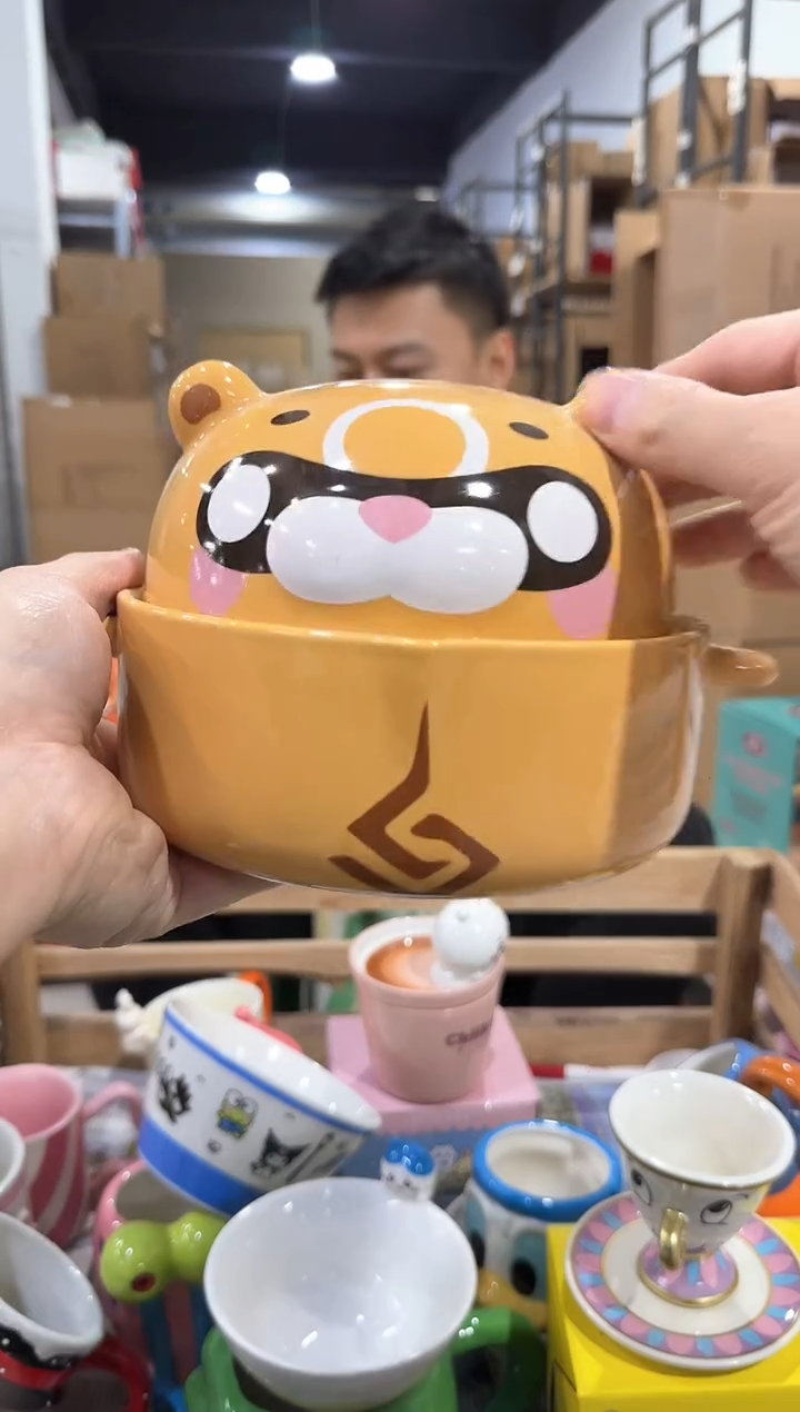 瓷片原神带盖泡面碗微瑕