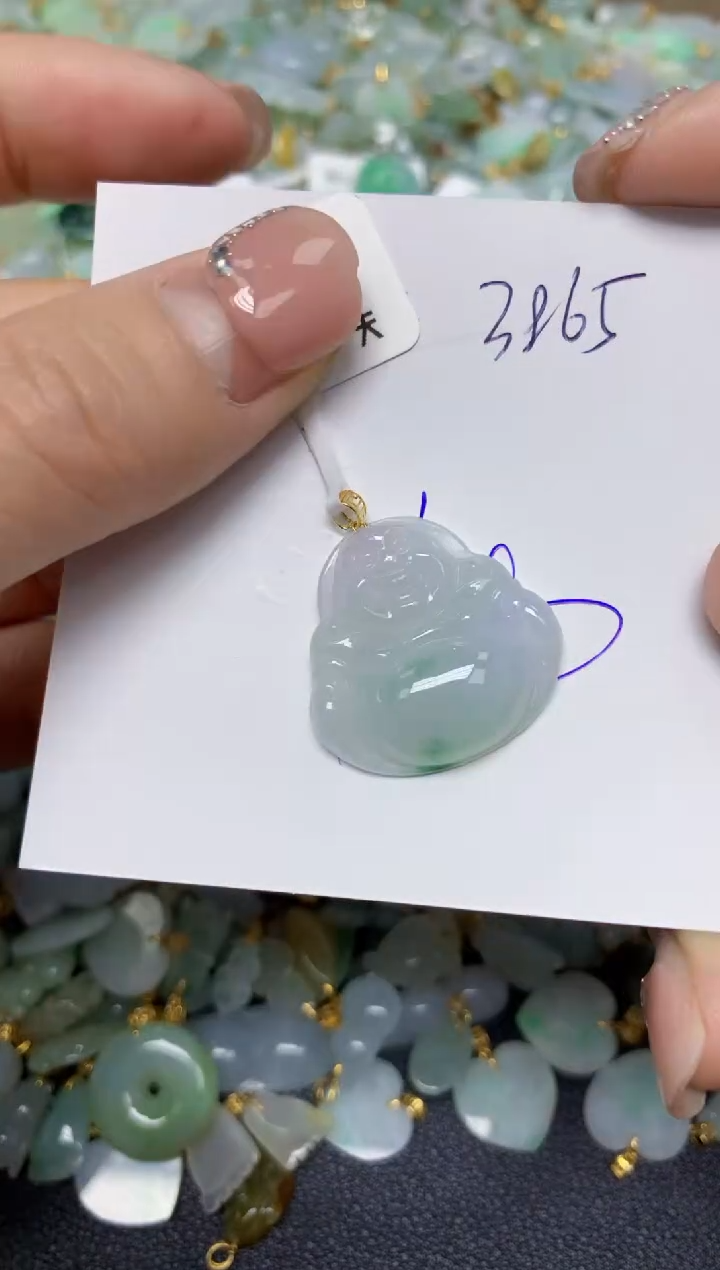 【闪购商品】翡翠挂件18K金镶嵌 天然翡翠A货