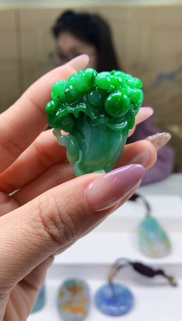 【闪购商品】定制翡翠未镶嵌5156ty-毛货挂件188
