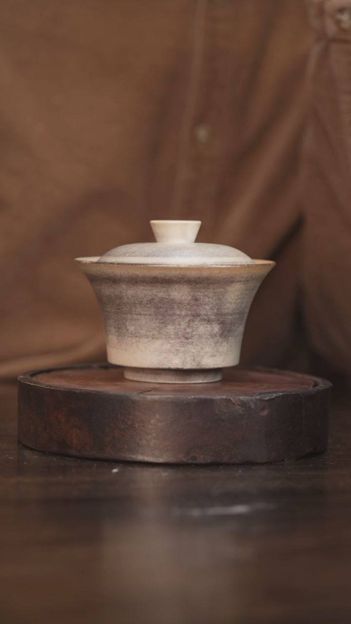 【闪购商品】杯46柴房陶瓷丨水墨大马蹄盖碗