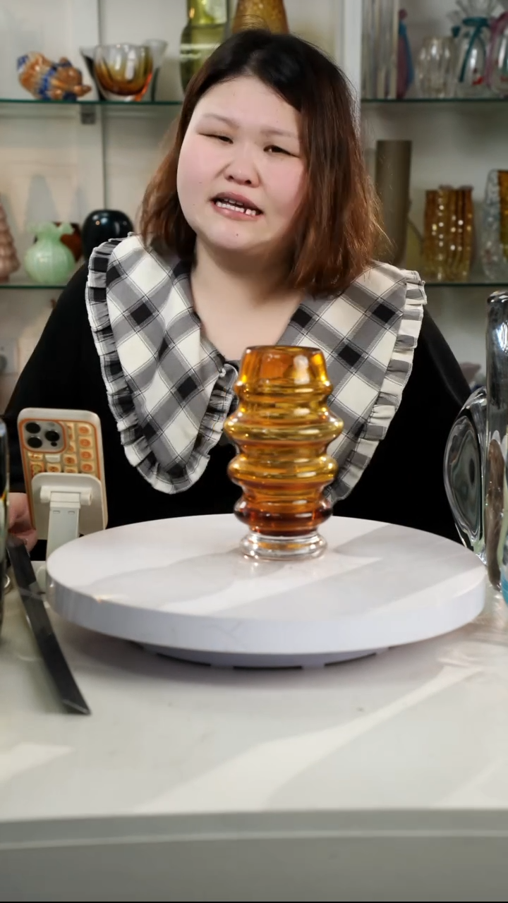 【闪购商品】琉璃高19轻奢琉璃花器福利正常手工痕迹