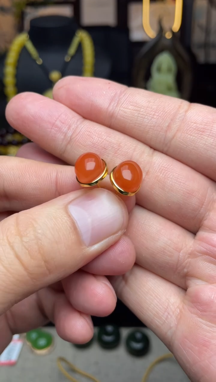 【闪购商品】南红玛瑙耳饰银S925镶嵌n044耳饰