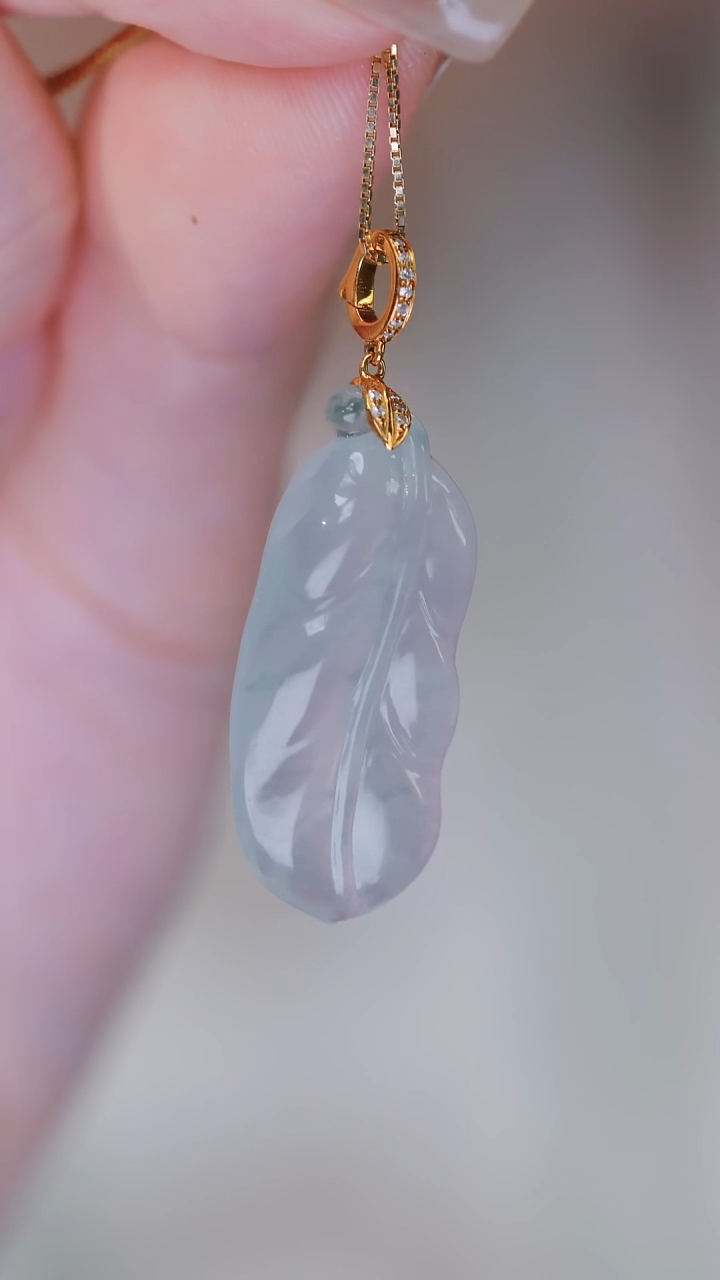 吊坠(不含链)18K金镶嵌翡翠12