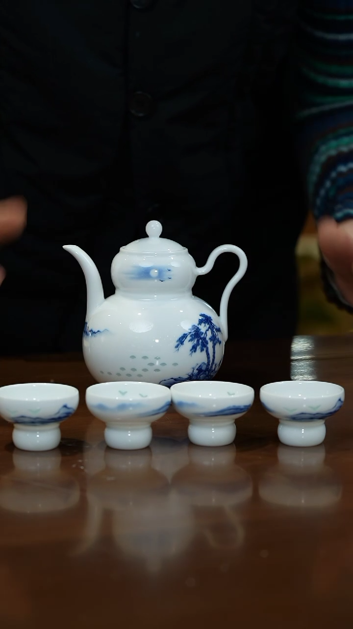 【闪购商品】富玉玲珑瓷-一壶四杯酒具套组