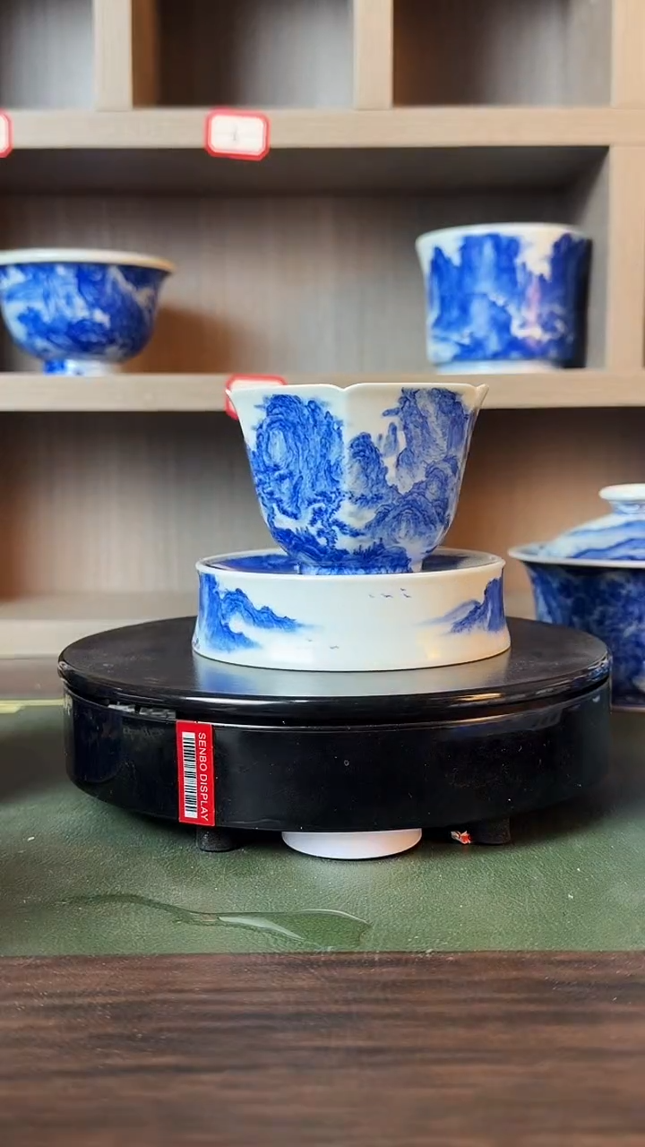 幕*精工青花宋画山水六方杯