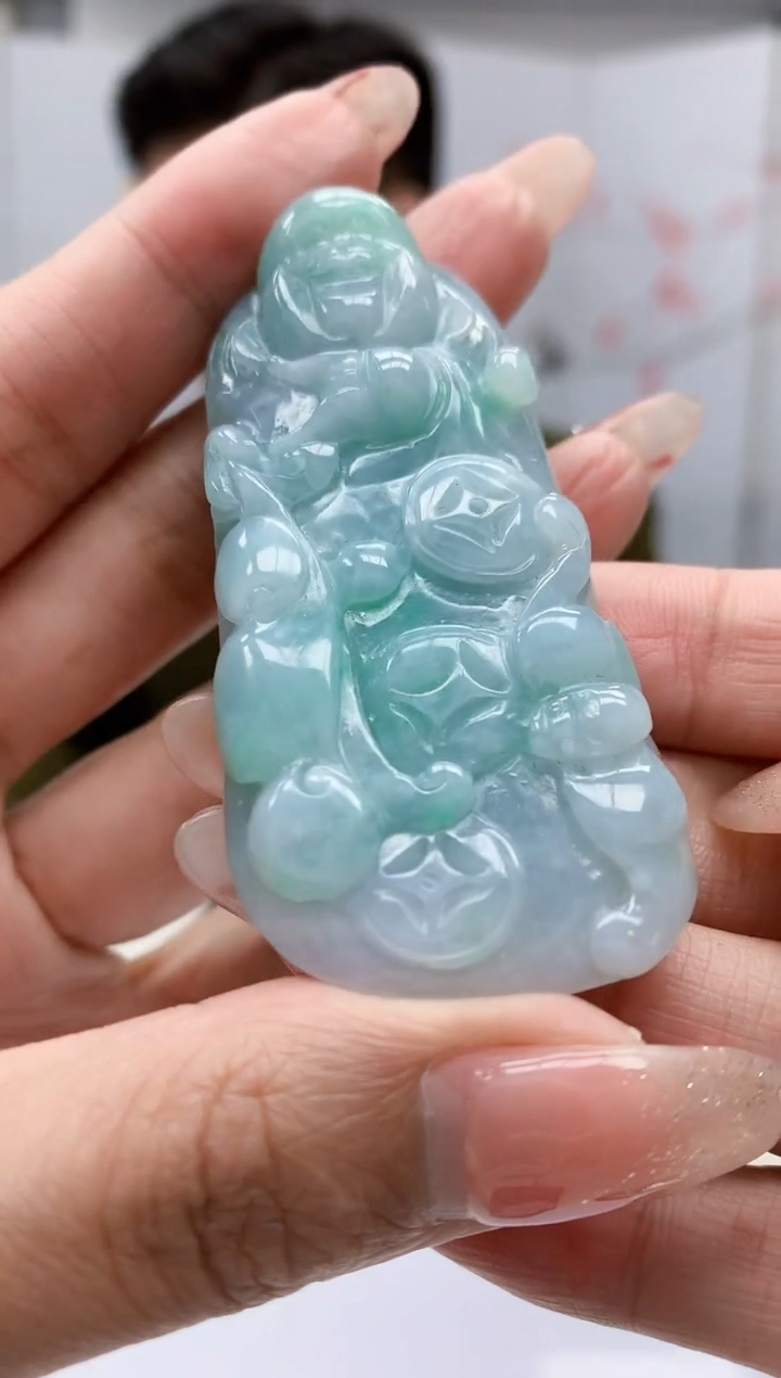 【闪购商品】定制翡翠未镶嵌4917MM-毛货挂件109