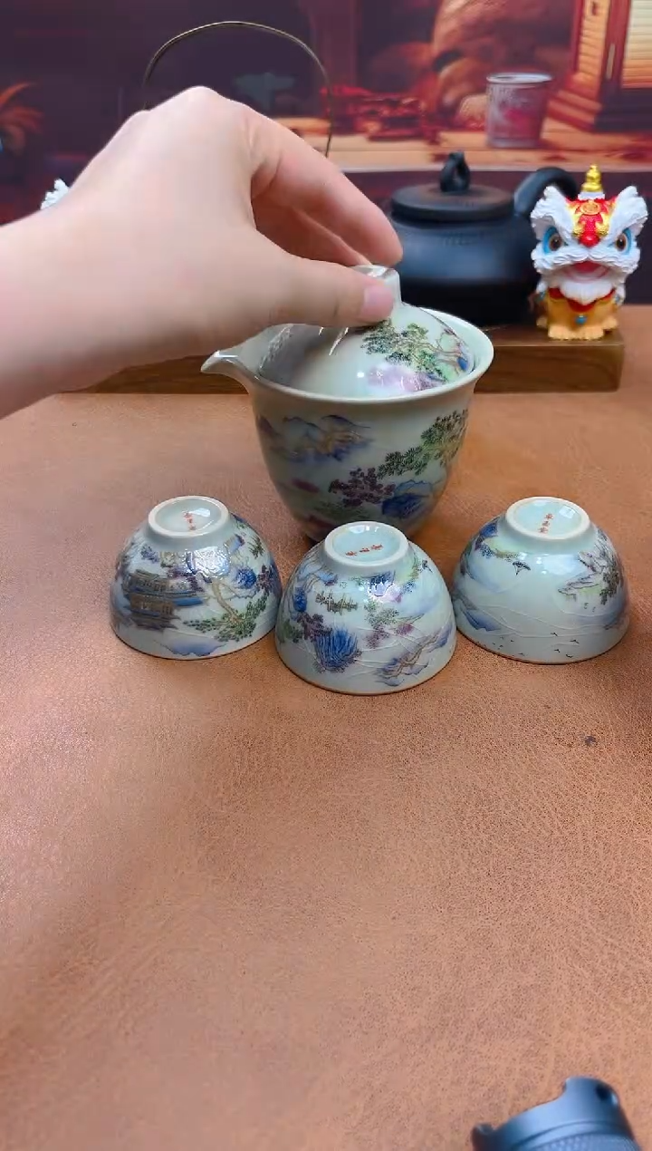 陶瓷茶具摆件旅行套组