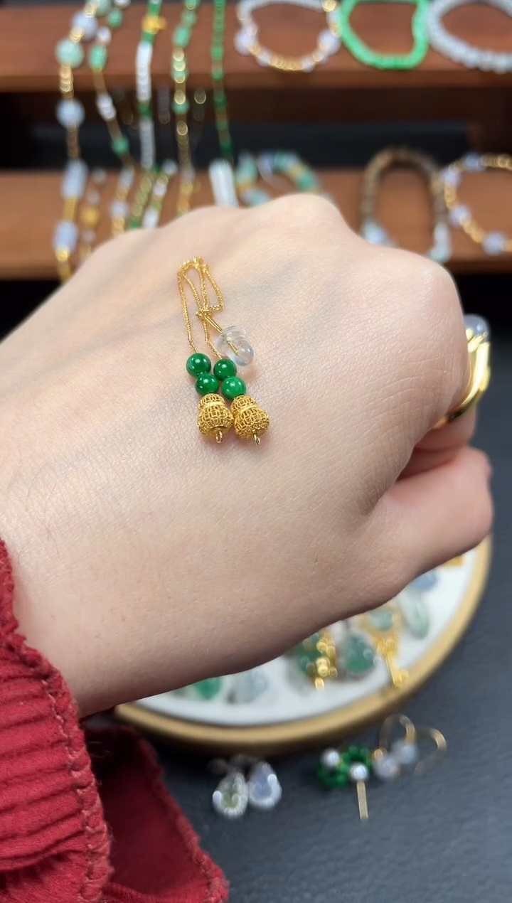 【闪购商品】翡翠耳饰18K金镶嵌2个   JK352