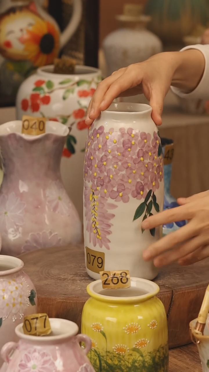陶瓷景德镇设计师手作花器摆件侘寂风@M079@