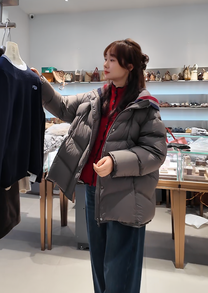 RM-冬季新款韩系拼色帽中长款加厚羽绒服外套【冰岛】