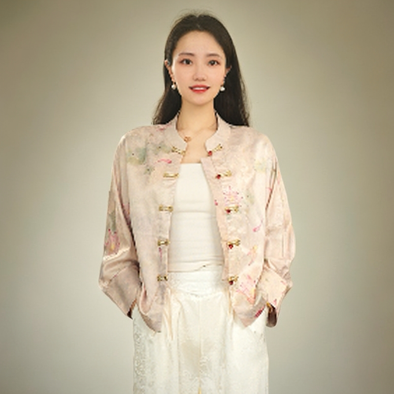 【荷塘月色】气质中国风时尚上衣长袖女装夏季提花开衫中式外套