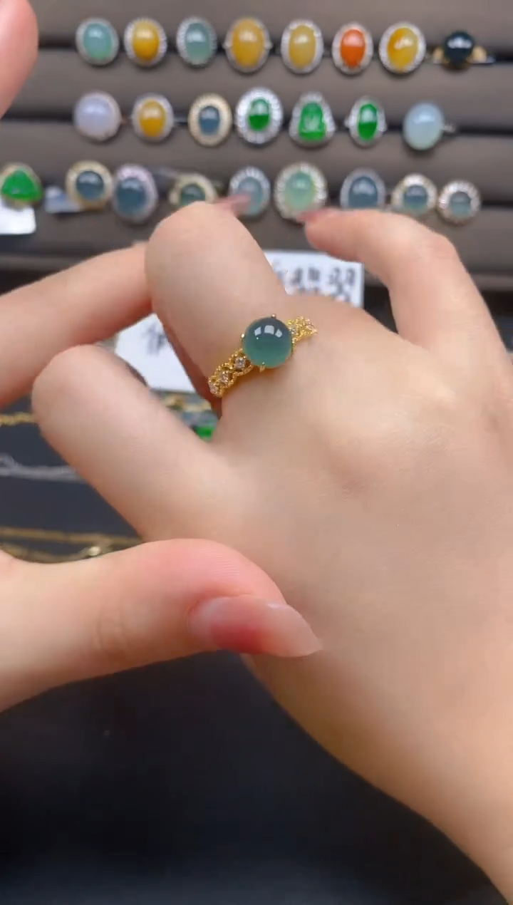 翡翠戒指银S925镶嵌26