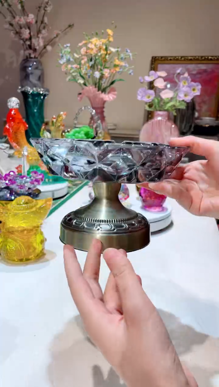 【闪购商品】琉璃手工艺品君子灰色高脚烟灰缸