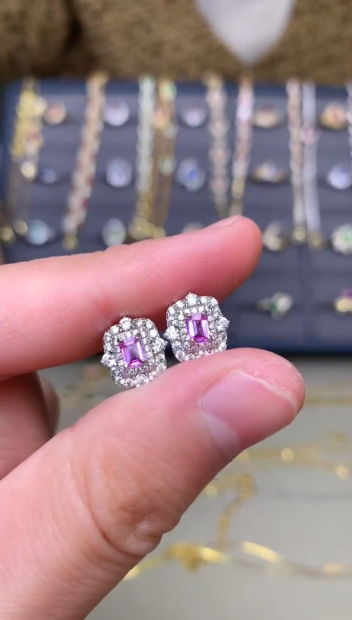 耳饰蓝宝石银S925镶嵌耳饰