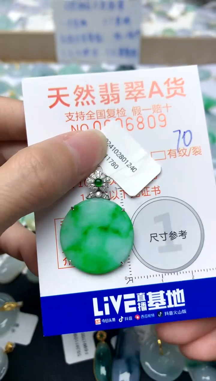 【闪购商品】翡翠颈饰18K金镶嵌70天然A货翡翠
