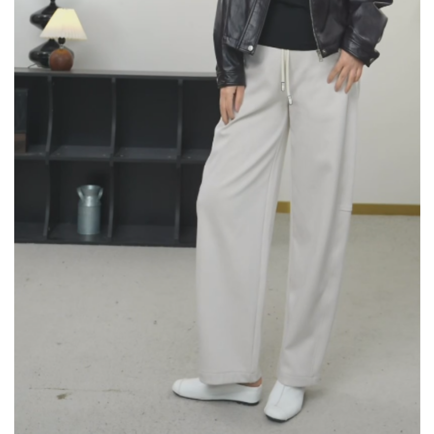 【U.M】弯刀牛仔磨毛休闲裤宽松高弹显瘦
