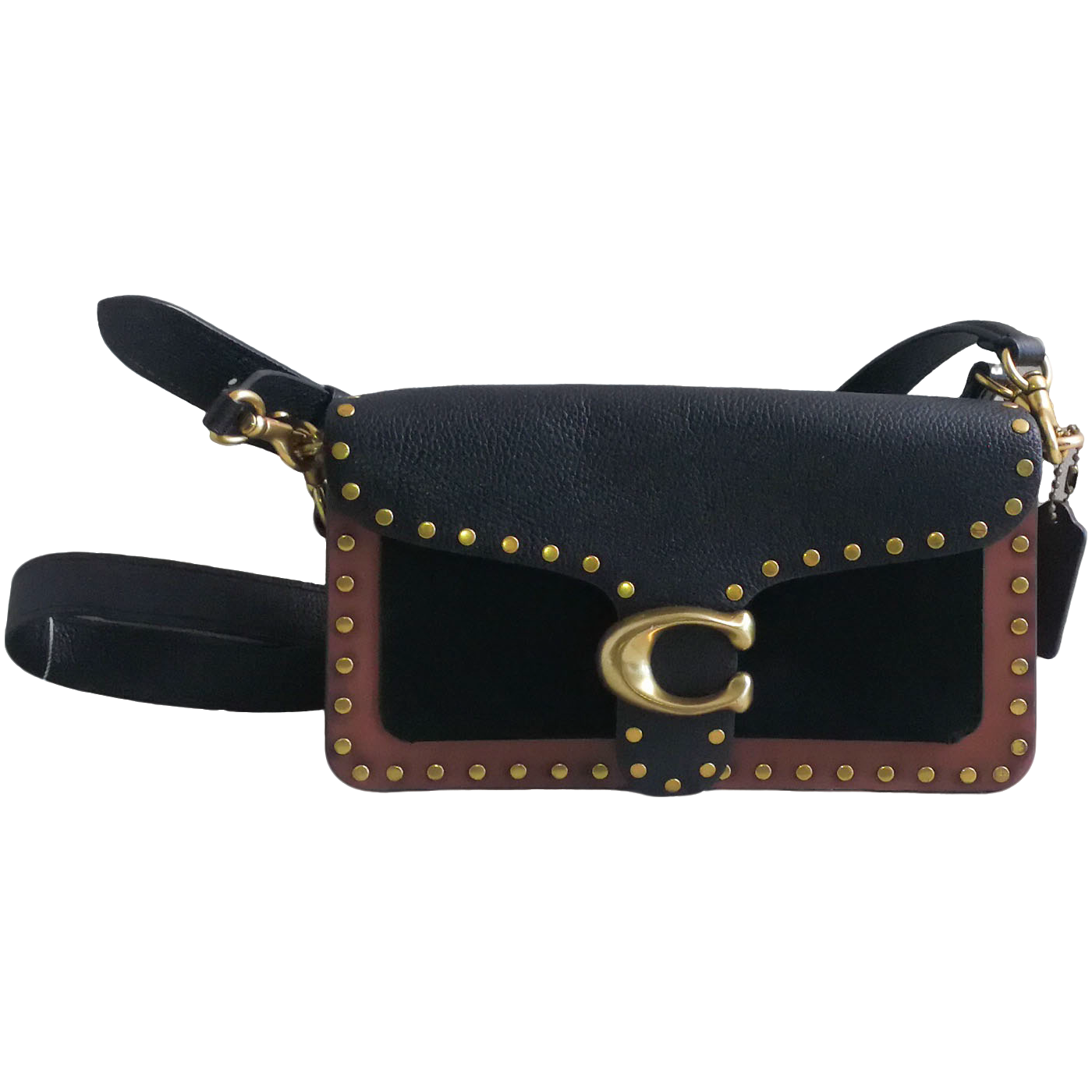 95新 COACH/蔻驰 coach 黑色铆钉酒神包 072632