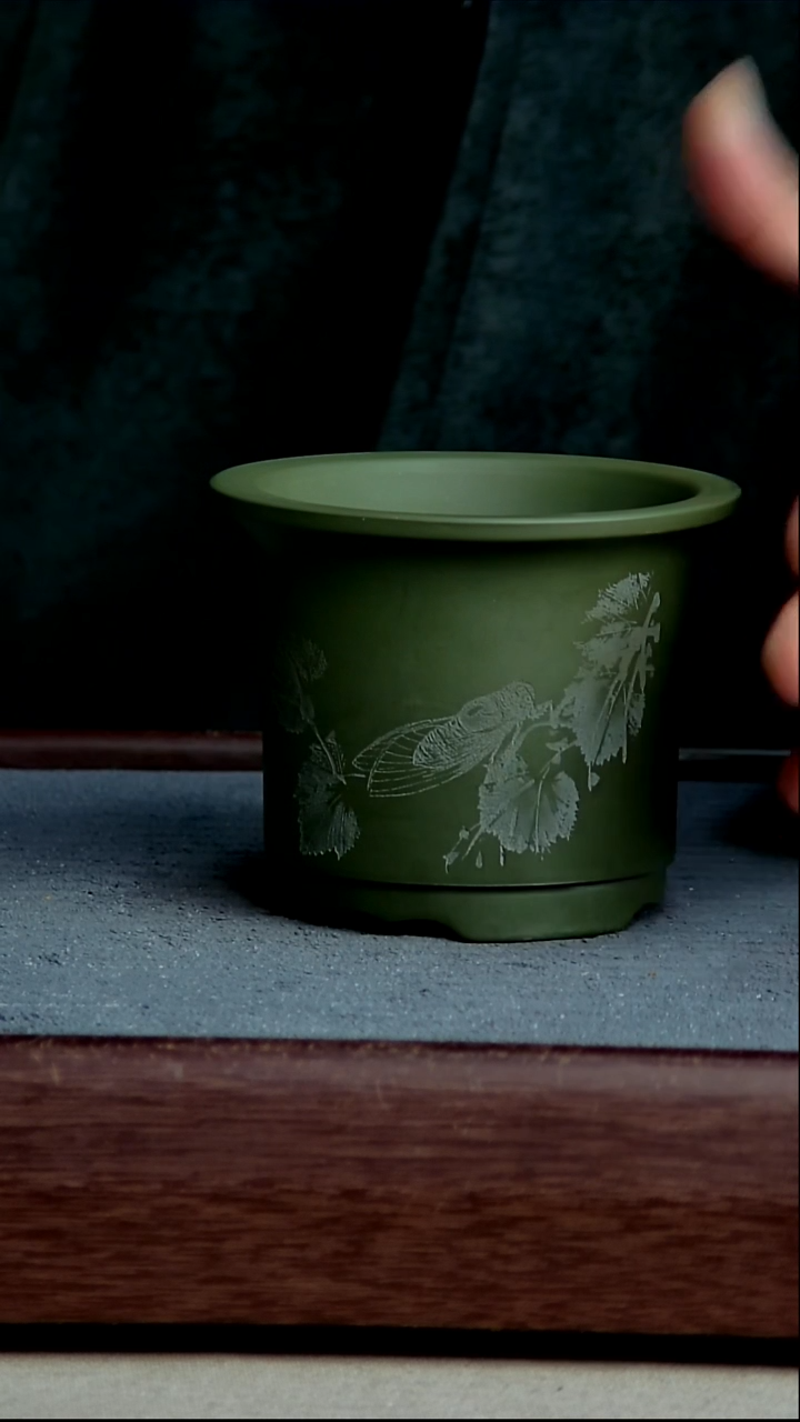 紫砂花盆8.5*7.5内径尺寸 蝉