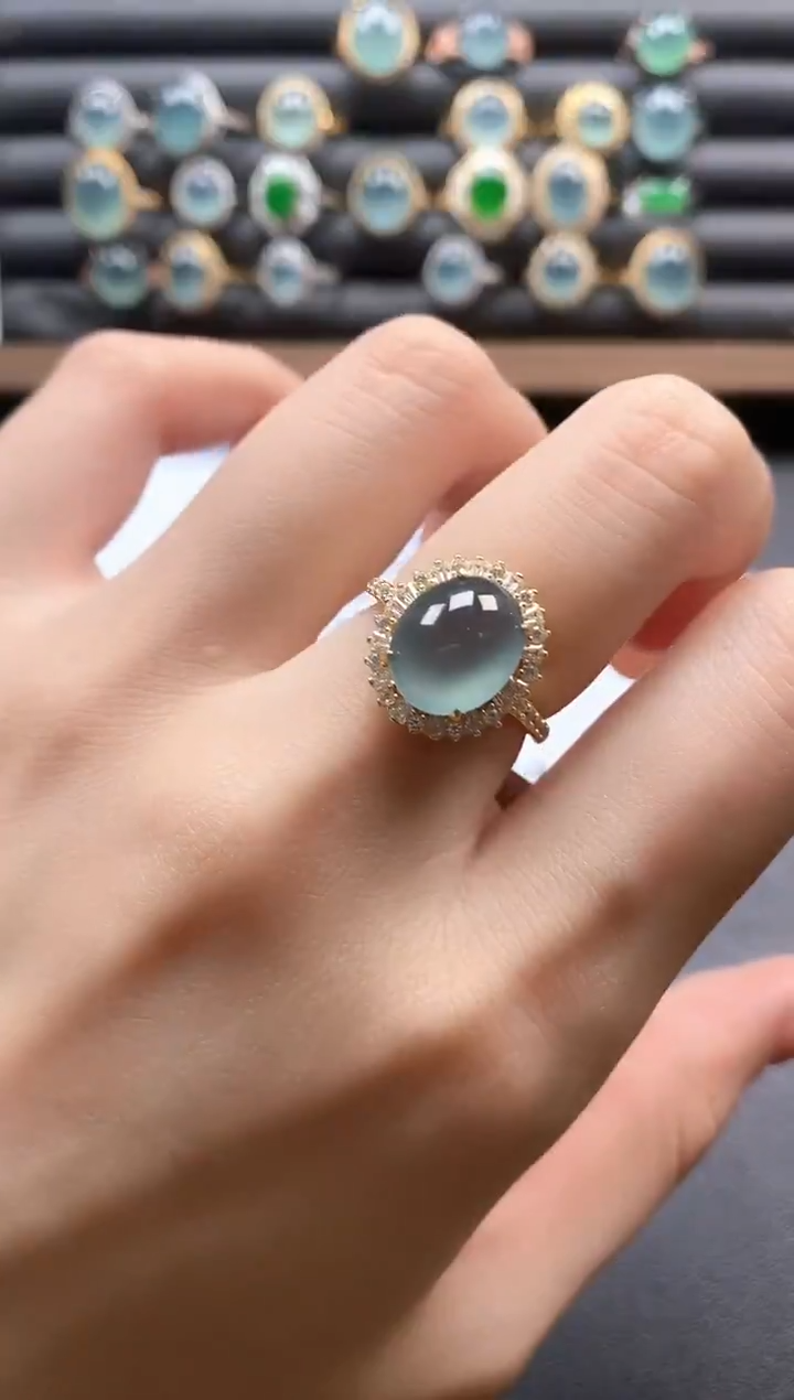 银S925镶嵌戒指翡翠51511