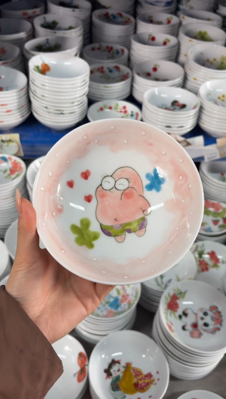 瓷片景德镇高温陶瓷食品级手绘釉中彩-小胖碗