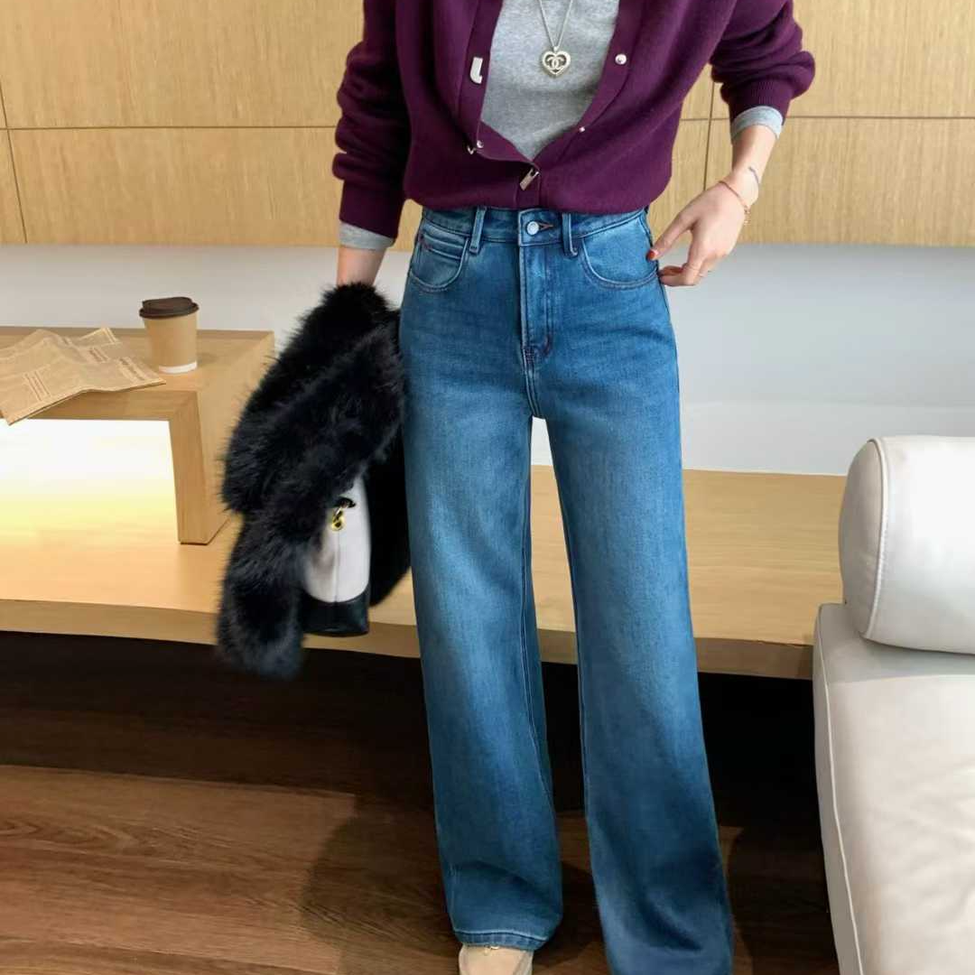 秋冬加薄绒窄版直筒仔裤