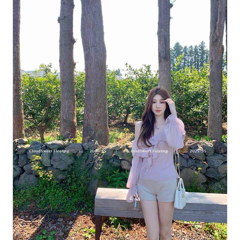 【CloudSweet05/25 10:00】绝版温柔/甜甜私服荷叶边露肩仙气上衣