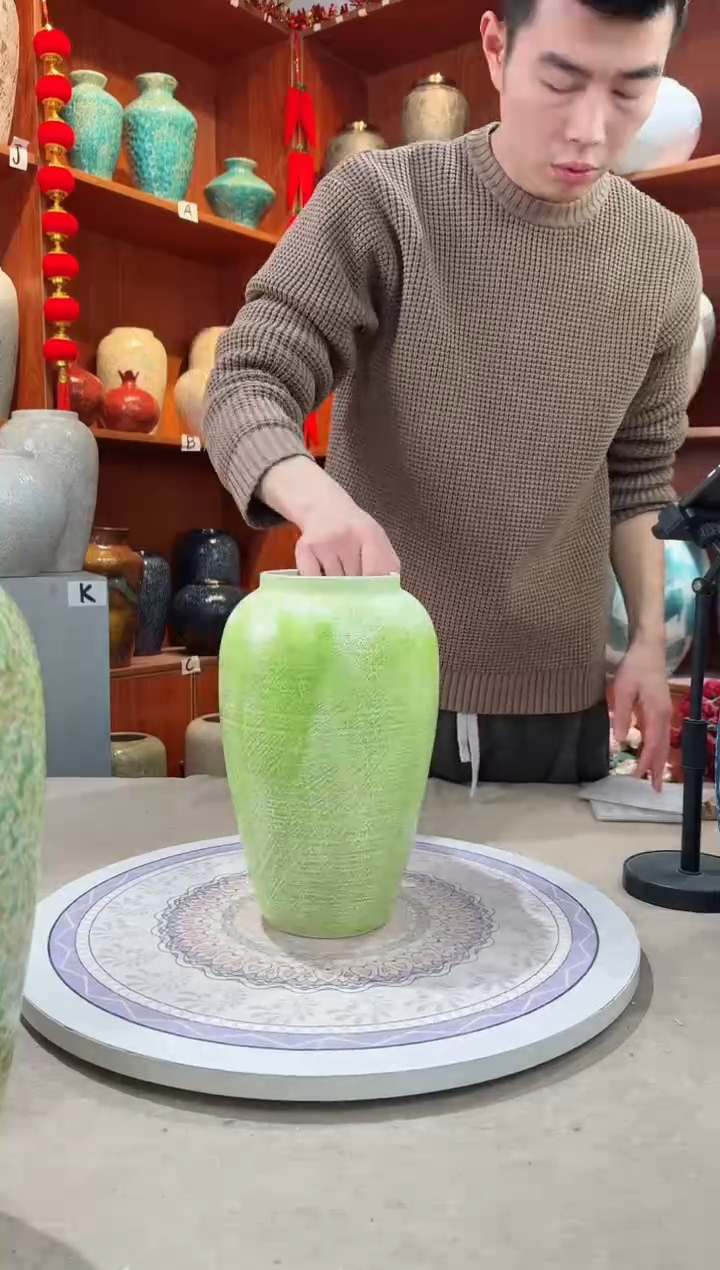 【闪购商品】瓶陶瓷花瓶 无花 苹果绿中号