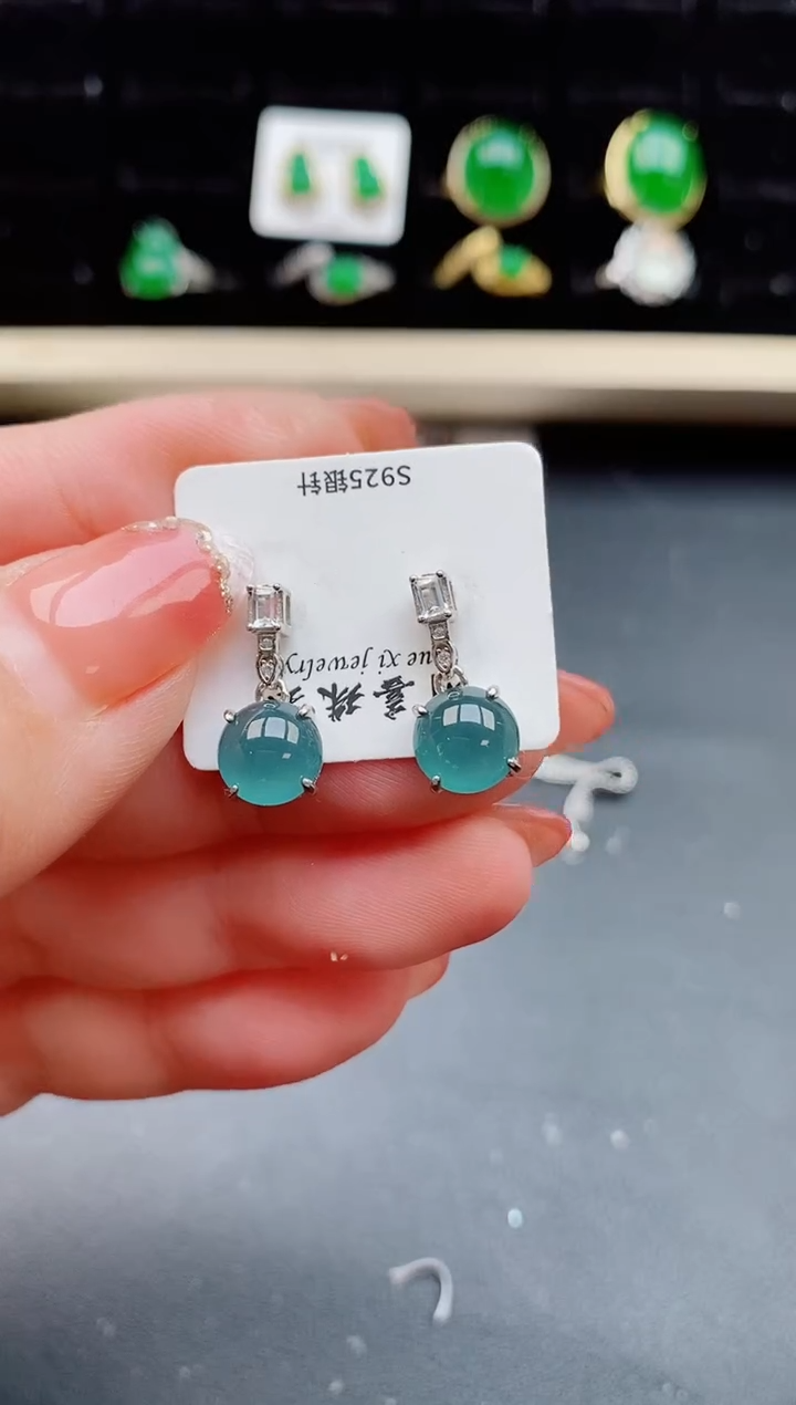 【闪购商品】翡翠耳饰银S925镶嵌121212