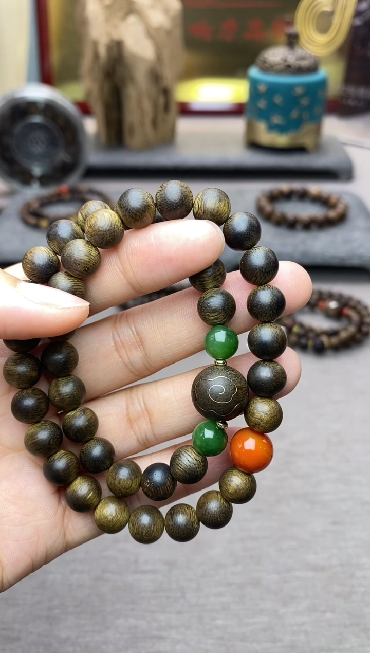 【闪购商品】沉香手串芽庄黄棋楠沉水老料0.8＋祥云1.2设计