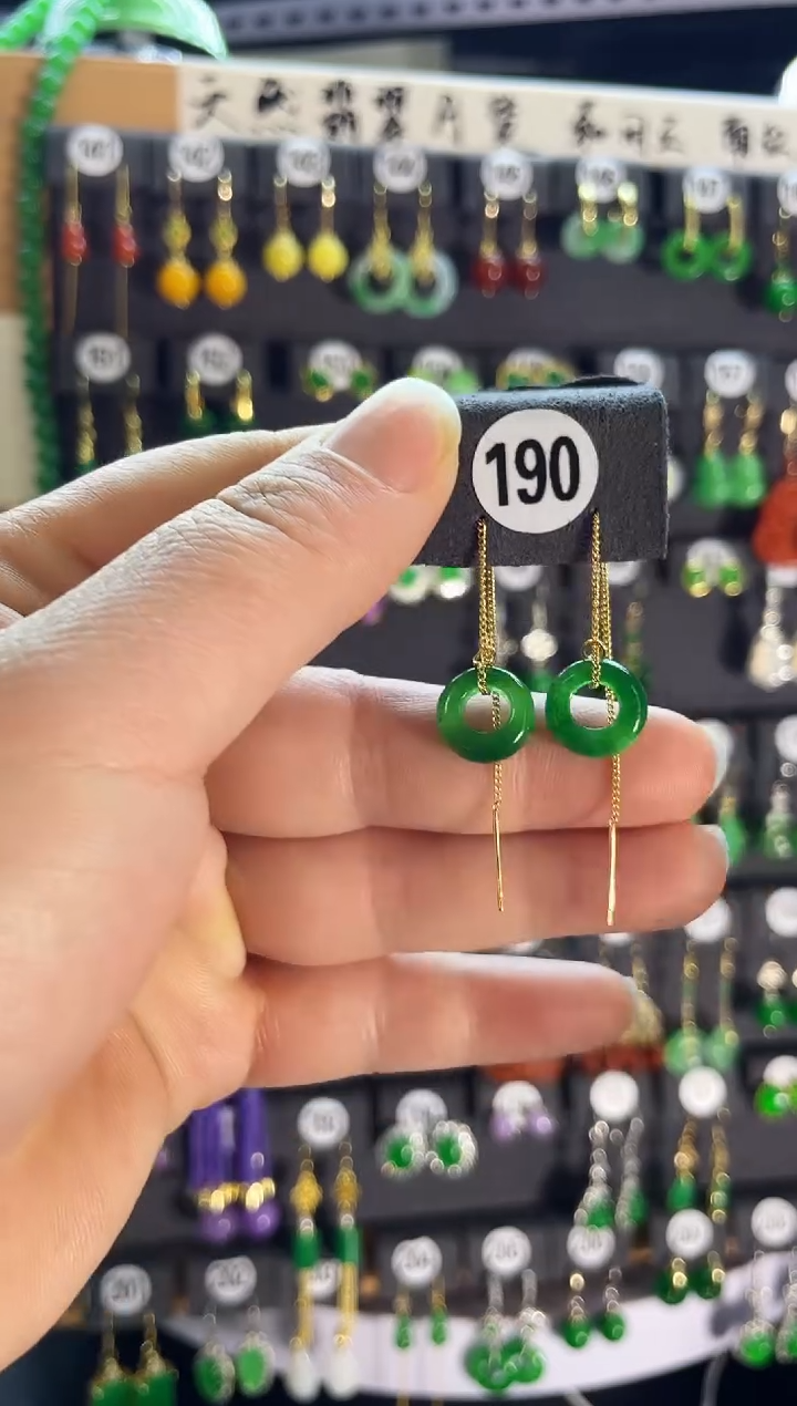 【闪购商品】翡翠耳饰银S925镶嵌老190