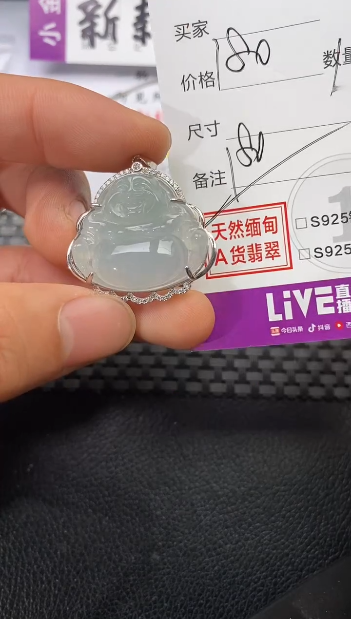 颈饰银S925镶嵌翡翠秦****姐挂件