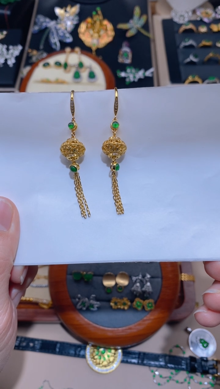 【闪购商品】翡翠耳饰银S925镶嵌耳坠