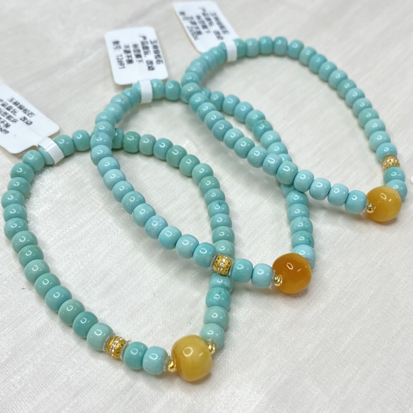 浅意搭配款系列原矿高瓷绿松石老型单圈手串手链包邮包地大