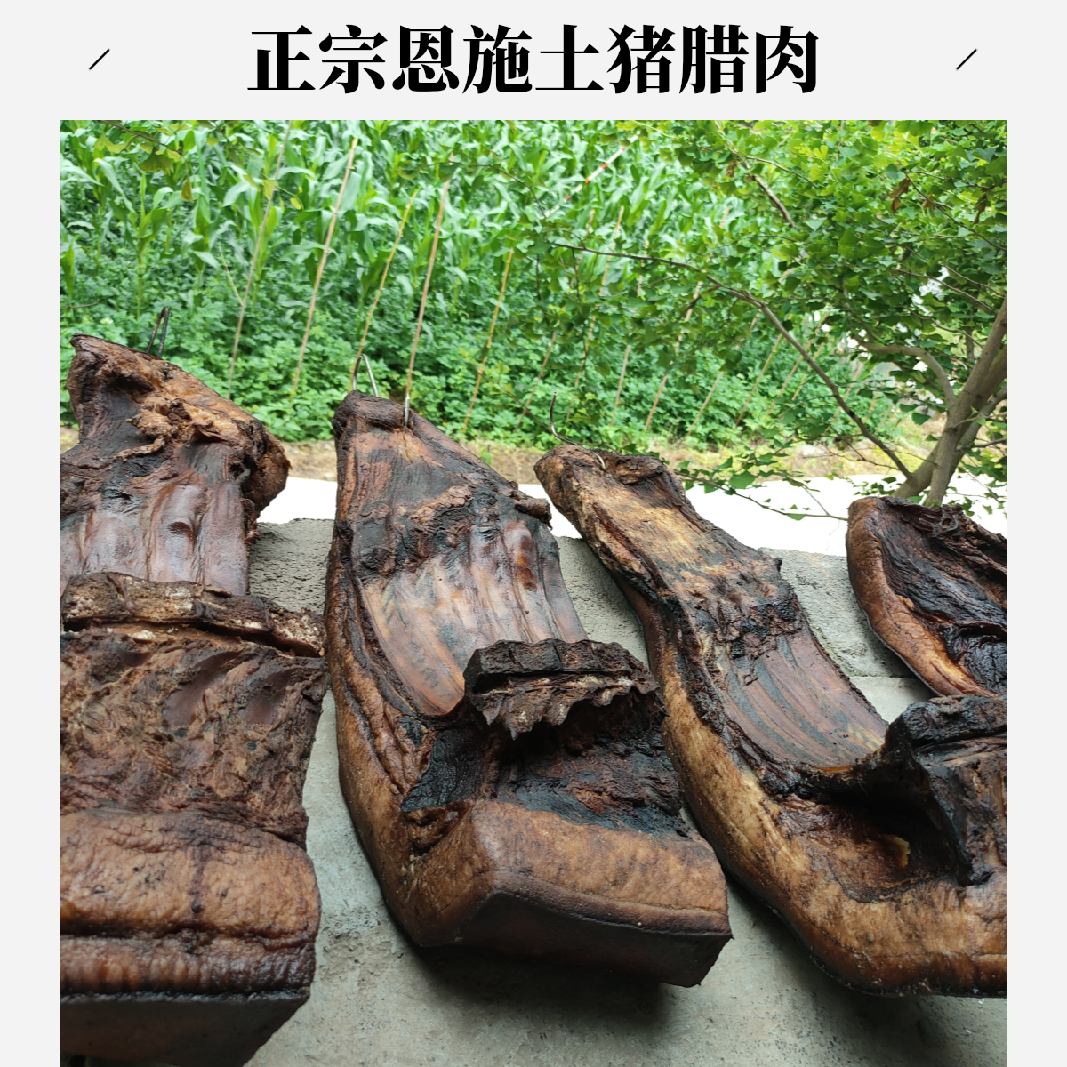 正宗恩施特产手工烟熏土猪五花腊肉原味老腊味四川恩施土家腊肉