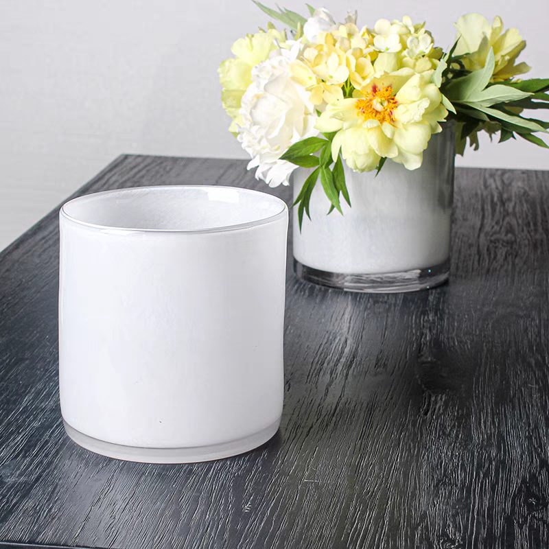 093拍一发二中式清新创意白色玻璃创意简约插花花水培多肉套盆