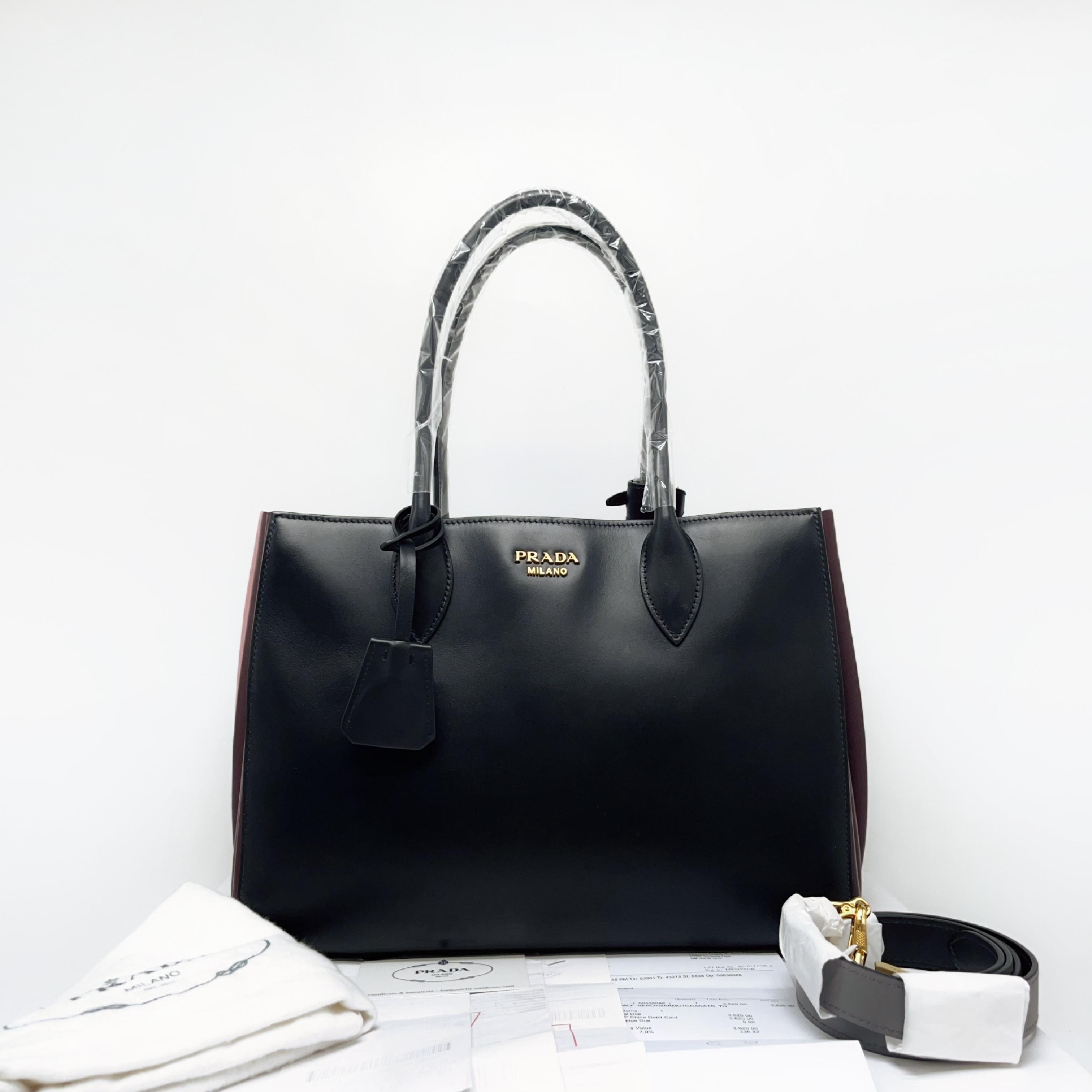 95新 Prada/普拉达 风琴拼色牛皮斜挎包/单肩包/C213833021
