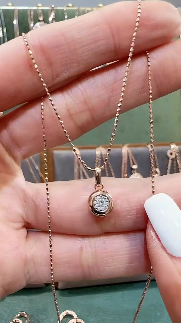 【闪购商品】钻石套链18K金镶嵌18K金钻石双环套链