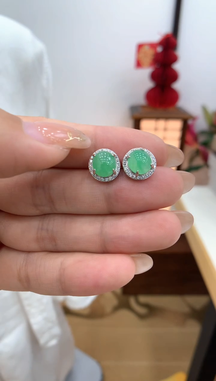 【闪购商品】翡翠耳饰银S925镶嵌耳钉