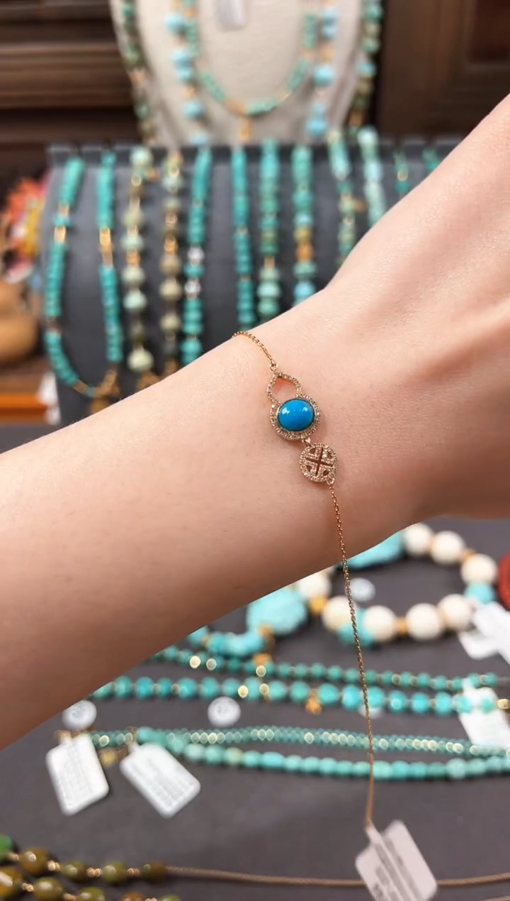 【闪购商品】绿松石手链18K金镶嵌绿松石手链