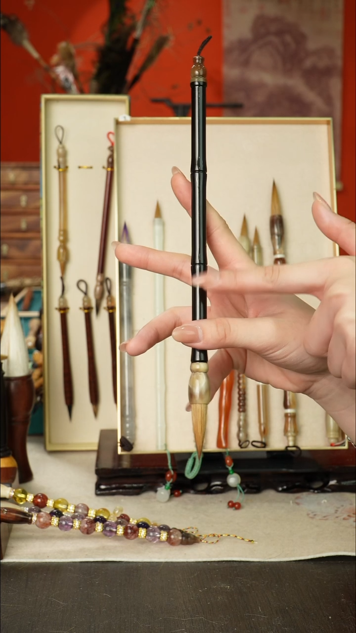 170号闪孤品高货毛笔链接 清水试笔 蘸墨不退