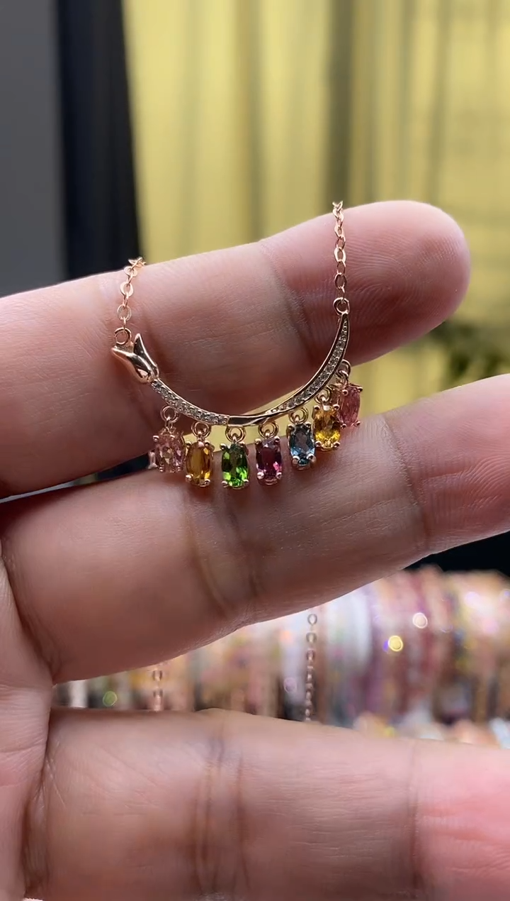 【闪购商品】碧玺项链银S925镶嵌15615661516