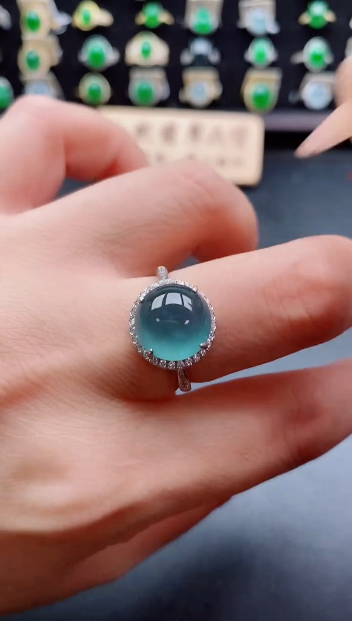 银S925镶嵌戒指翡翠1