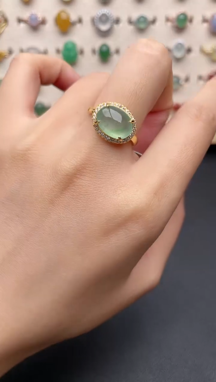 【闪购商品】翡翠戒指银S925镶嵌一物一证一礼盒