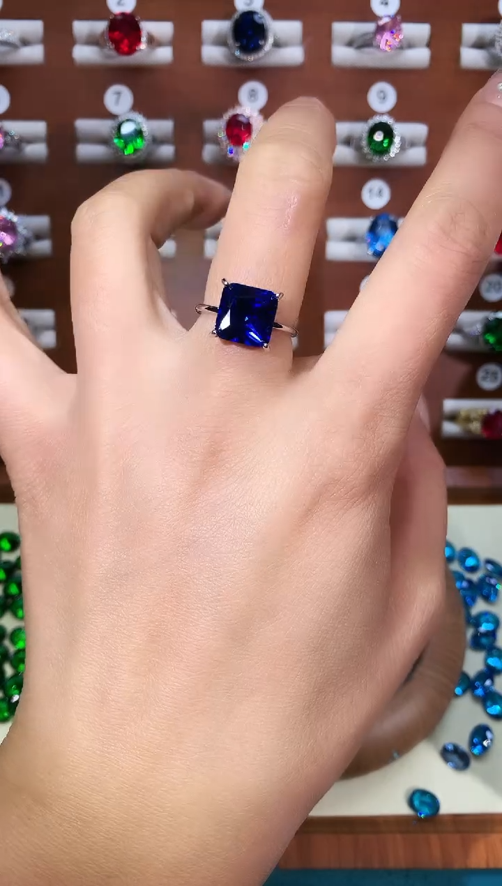 无925银皇家蓝色戒指